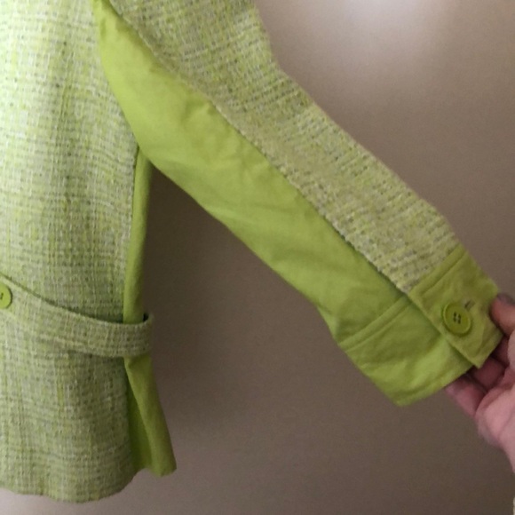 T Tahari tweed& linen blazer in citrus green color - Picture 12 of 16